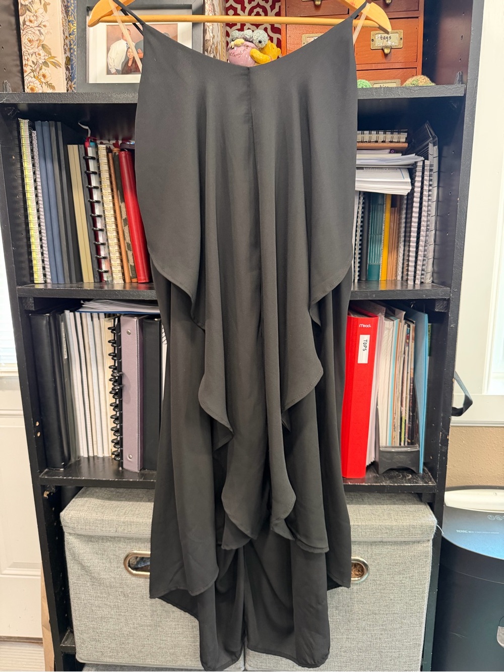 Women's Black Asymmetrical Layered Slip Dress